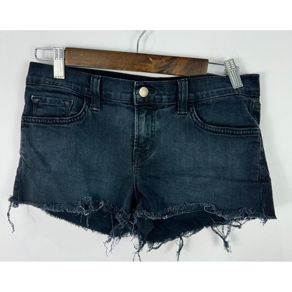 J Brand Alley Cat Cut Off Denim Shorts Black Womens 26 Low Rise Festival Y2K